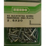 Kit 44 Alcayatas Acero Redondas Zincadas Plata  2,5x20